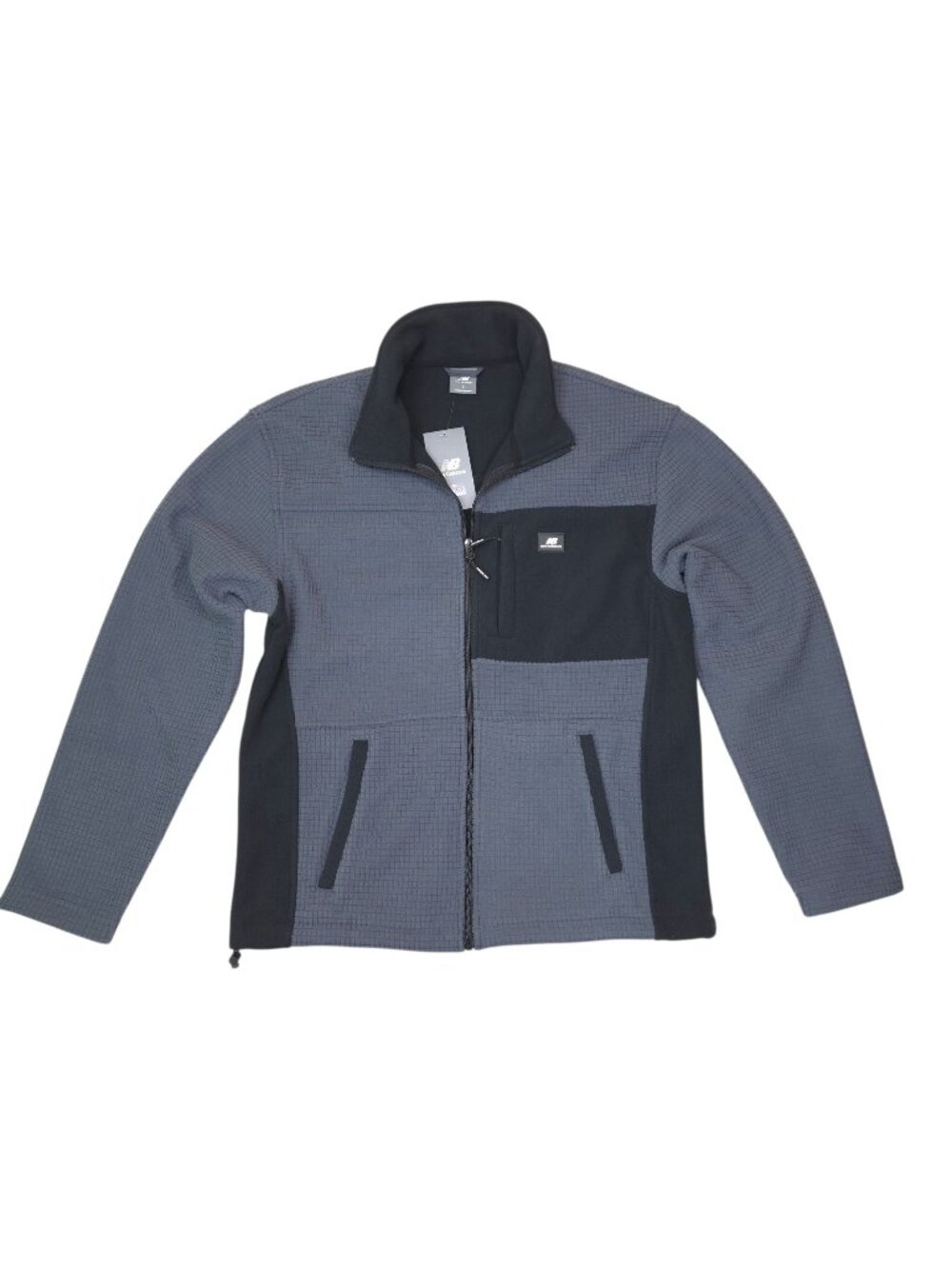 New Balance Mens Grey & Black Fleece Jacket Size Small Full Zip Textured